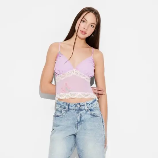 Women's Lace Trim Tank Top - Wild Fable&trade; Pink Floral image {1}