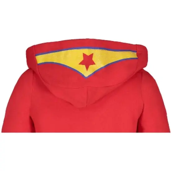 DC Comics Justice League Wonder Woman Little Girls Zip Up Costume Hoodie Red 7-8 image {3}