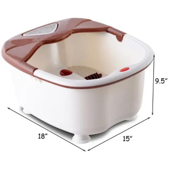 Costway Foot Spa Bath Massager LCD Display Temperature Control Heat Infrared Bubbles Brown image {8}