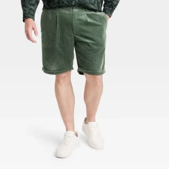 Houston White Adult High-Rise Cord Chino Shorts - Green image {3}
