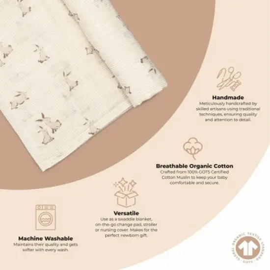Crane Baby Organic Muslin Swaddle Blanket image {2}