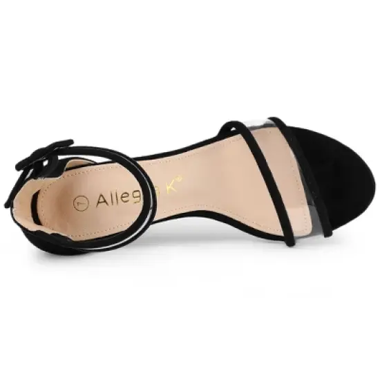 Allegra K Women's Clear Ankle Strap Chunky Heels Sandals image {4}