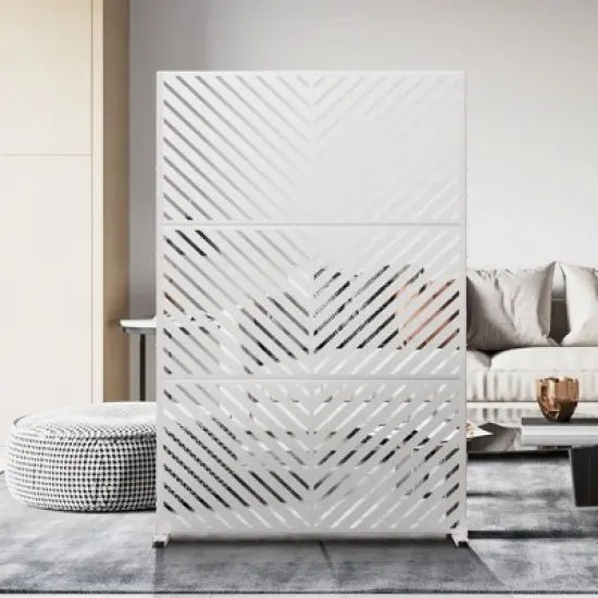 PexFix 72 in. x 47 in. Outdoor Metal Privacy Screen Garden Fence in Arrows Pattern in White image {5}