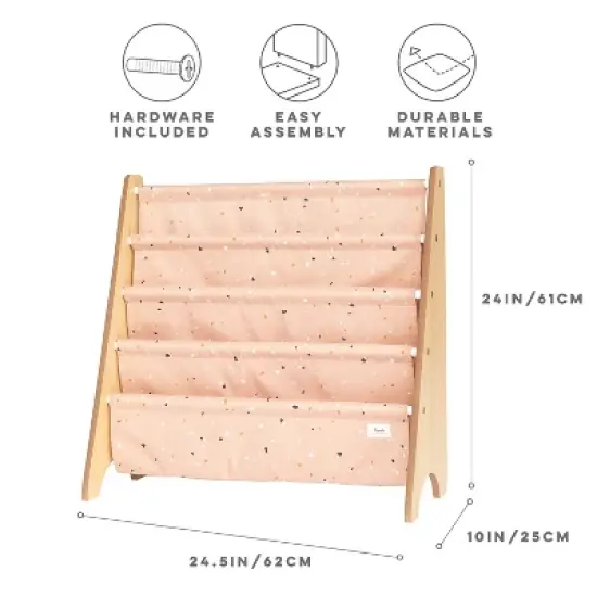 3 Sprouts Recycled Fabric Kids Bookcase, Toddler Bookshelf - Terrazzo Clay image {3}