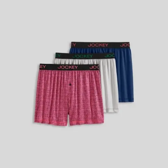 Jockey Generation&trade; Men's Microfiber Boxers 3pk - Gray/Navy Blue/Red image {5}