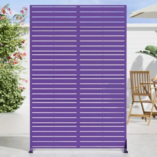 PexFix 72 in. x 47 in. Purple Metal Freestanding Privacy Screen Garden Fence For Deck Patio Balcony Outdoor Privacy Panel Louvered Design image {1}