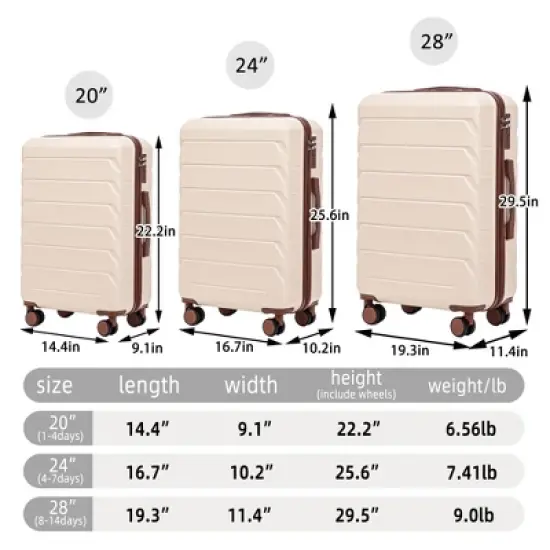 Dexmalle  ABS Spinner Wheel Luggage With Combination Lock image {11}