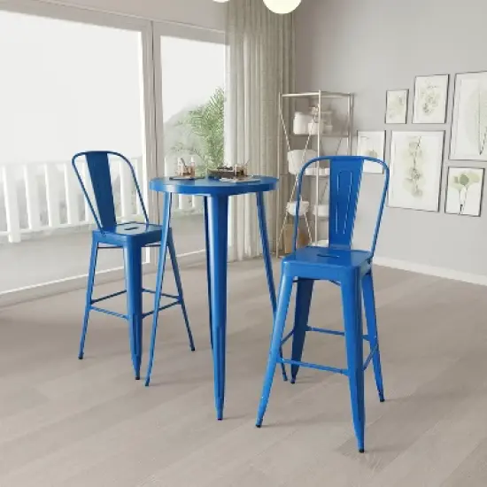 Merrick Lane 3 Piece Outdoor Dining Set with Bar Height Table and Stools image {1}