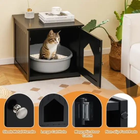 Tangkula Weatherproof Multi-function Pet Cat House Outdoor Indoor Sidetable Nightstand image {7}