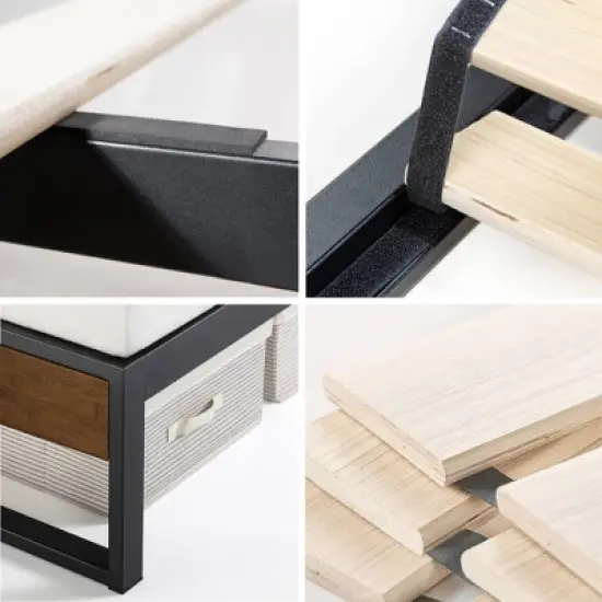 Suzanne Bamboo and Metal Platform Bed Frame with Headboard - Zinus image {2}