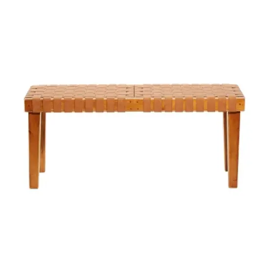 Rustic Birch Wood Bench Brown - Olivia & May image {5}