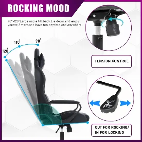 BestMassage Gaming Desk Chair Office Chair Computer Chair with Armrests 360&deg; Swivel Lumbar Support Executive Task Chair for Adults image {3}