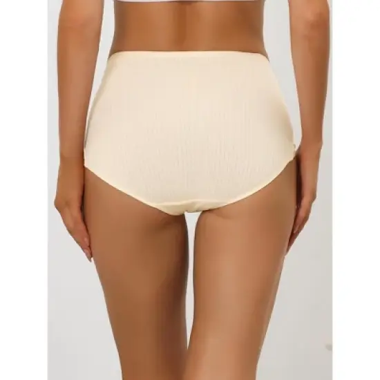 Allegra K Women's Hi-Cut Ribbed High Waist Tummy Control Available in Plus Size Briefs image {1}