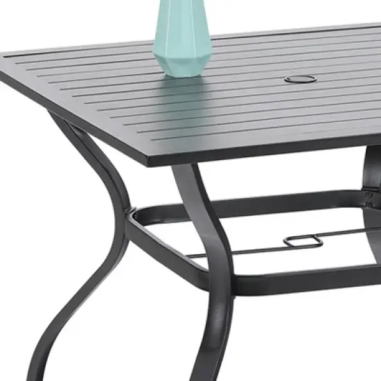 5PC Patio Dining Set with 37" Square Table & Swivel Chairs - Captiva Designs image {10}