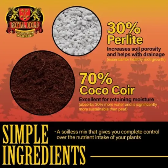 Royal Gold Coco & Perlite 70-30 Premium Soilless Growing Medium Blend, 1.76 Cu Ft image {1}