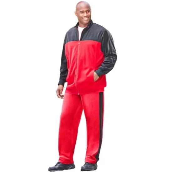 KingSize Men's Big & Tall Colorblock Velour Tracksuit image {6}