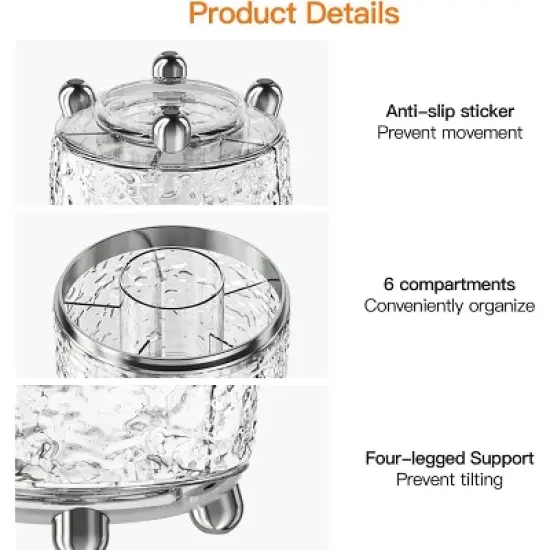 Aghana Digitals Rotating Makeup Organizer with Dustproof Cover - Large Capacity PP Storage Box for image {5}