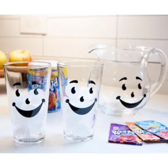 Toynk Kool-Aid Man 64-Ounce Glass Pitcher and Two 16-Ounce Pint Glasses image {1}