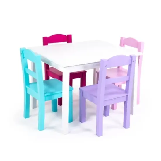 5pc Forever Kids' Wood Table and 4 Chair Set White - Humble Crew image {1}