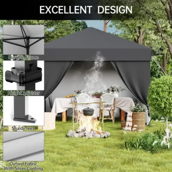 Pop Up Canopy Tent with 4 Side Walls, Heavy Duty Canopy Set, Waterproof and UV Protected Tailgate Tent image {3}