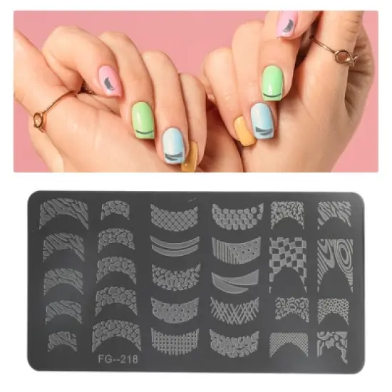 Unique Bargains Colorful Nail Art Stamp FG-218 Silver Tone 1 Pc image {2}
