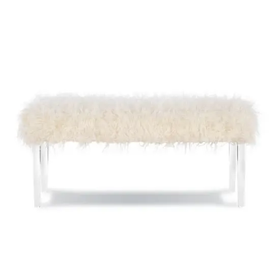 Faux Flokati Acrylic Leg Bench White - Linon image {1}