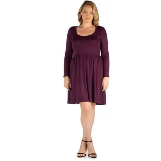 Long Sleeve Pleated Plus Size Dress image {6}
