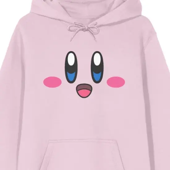 Kirby Happy Big Face Long Sleeve Cradle Pink Men's Hooded Sweatshirt image {1}