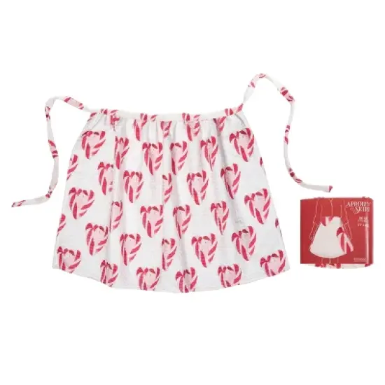Transpac Fabric Candy Cane Hearts Apron Skirt Multicolor Kitchen Textiles for Holiday Cooking and Entertaining Gifts image {1}