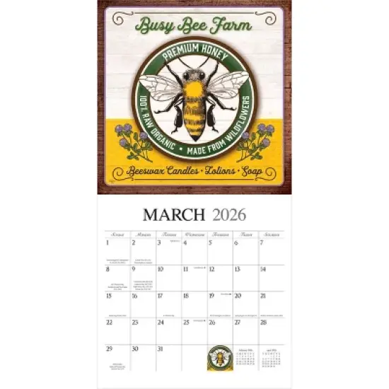 Hopper Studio Farmer's Market 2026 12"x24" Hanging Square Wall Calendar Plastic-Free image {2}