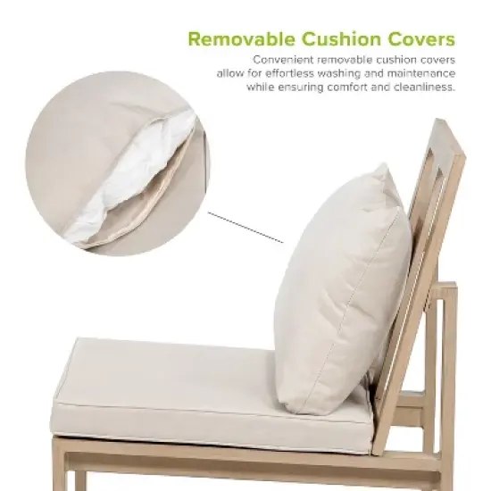 Greemotion 5pc Lyon 3-in-1 Outdoor Convertible Patio Dining Set with Cushioned Chairs Brown: Aluminized, UV-Resistant, 4-Seater image {4}