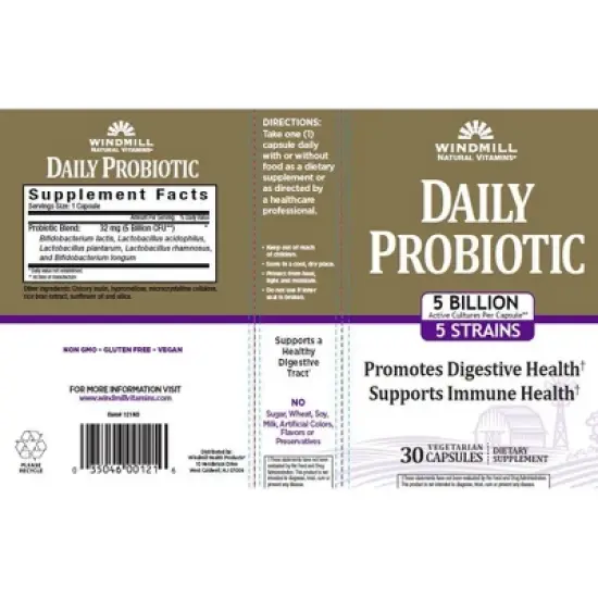 Windmill - Vitamins Daily Probiotic 5 Billion Cfu Capsules, 30 Count image {1}