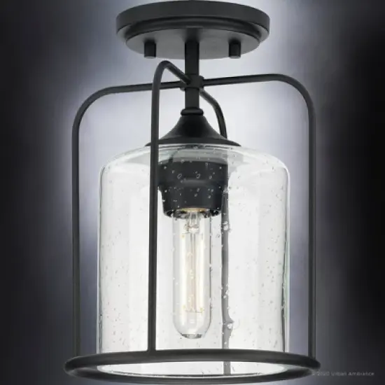 Urban Ambiance Luxury Farmhouse Outdoor Ceiling Light 11.625''H x 8.5''W,  Midnight Black Finish,  Henderson Collection, UHP1305 image {4}