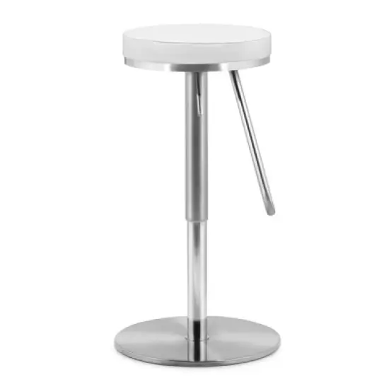 22" Nostalgic Plush Adjustable Barstool White - ZM Home image {2}