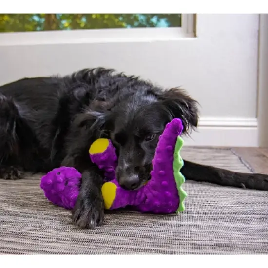 goDog Dinos Bruto Squeaky Plush Dog Toy, Chew Guard Technology,  Purple, Large image {3}