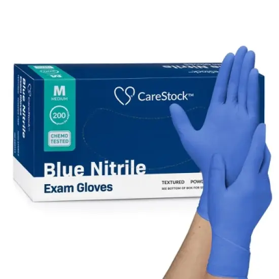 CareStock Blue Nitrile Exam Gloves - Powder Free, Slip-Resistant, Disposable, 10 Boxes image {9}