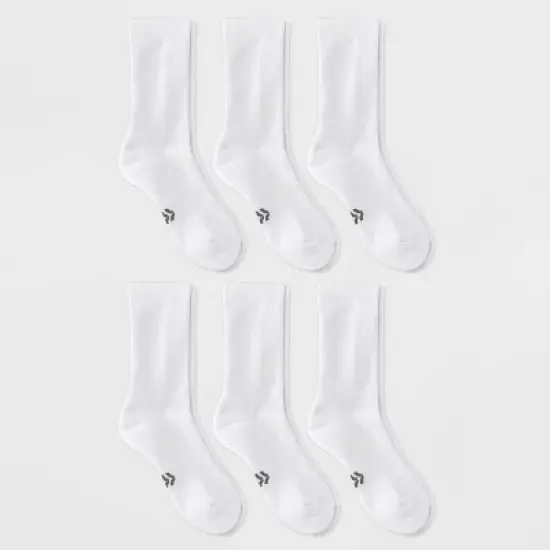 Women's Cushioned Foundation 6pk Athletic Crew Socks - All In Motion&trade; White 4-10: Recycled Polyester, Arch Support, Zone Cushioning image {3}