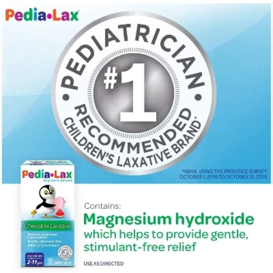Pedia-Lax Laxative Chewable Tablets for Kids - Ages 2-11 - Watermelon - 30ct image {3}