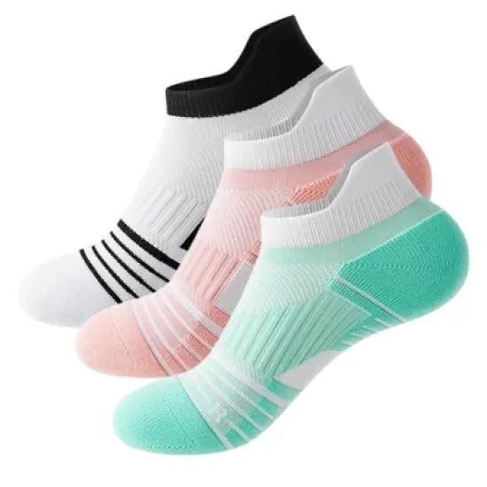 Anna-Kaci 3 Pairs Cushioned Sport Ankle Socks with Arch Support Breathable Stretch Mesh Knit Athletic Low-Cut Design image {8}