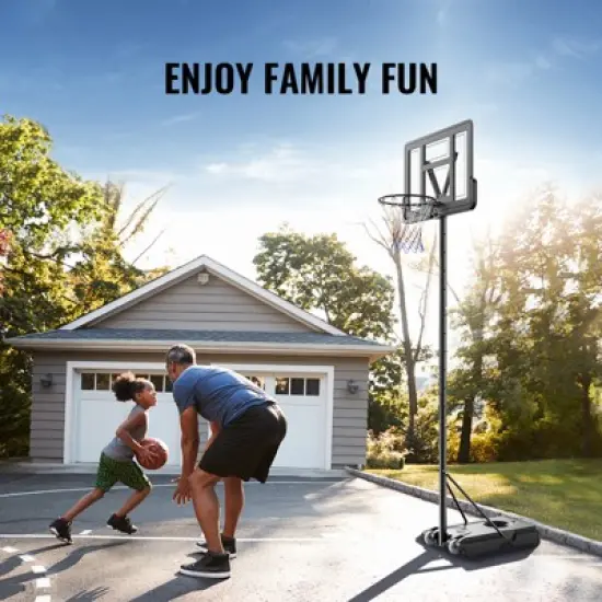 VEVOR Basketball Hoop, 4-10 ft Adjustable Height Portable Backboard System, 44 inch Basketball Hoop & Goal, Kids & Adults Basketball Set with Wheels image {7}