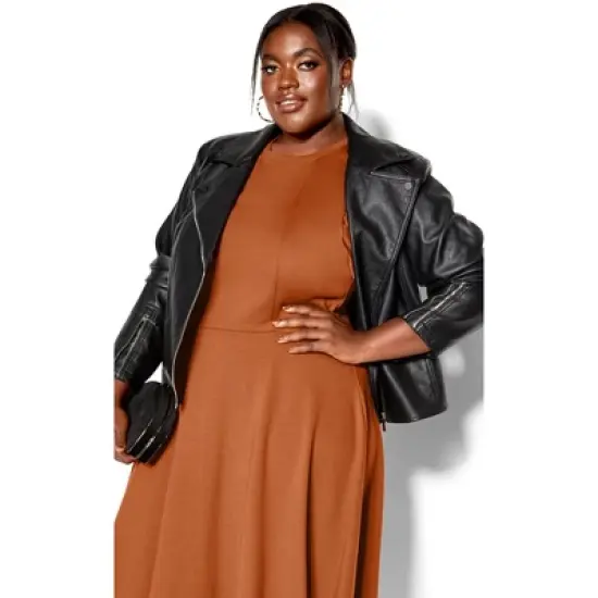 Women's Plus Size Frill Shoulder Dress - ginger | CITY CHIC image {6}