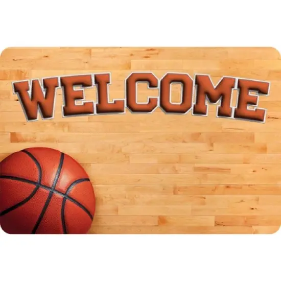 Ashley Productions&reg; The Original Fun Mat&trade;, Welcome Mat, 15.5" x 23.5", Basketball Welcome image {1}