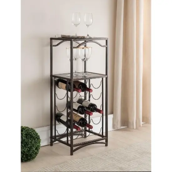 Kings Brand Furniture Biola 15 Bottle Capacity Metal Wine Rack Storage Organizer, Brushed Copper image {4}