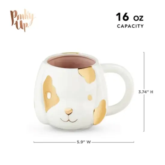 Pinky Up Penny Dog Mug, Ceramic Tea Mug, Tea Tumbler Cup, Dog Lover Gifts, Puppy Inspired Tea Cup, Gold Accents, 16oz image {2}