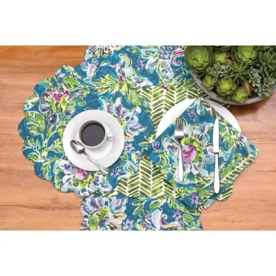 C&F Home Reversible Herringbone Floral Cotton Table Runner 14" x 51" image {2}