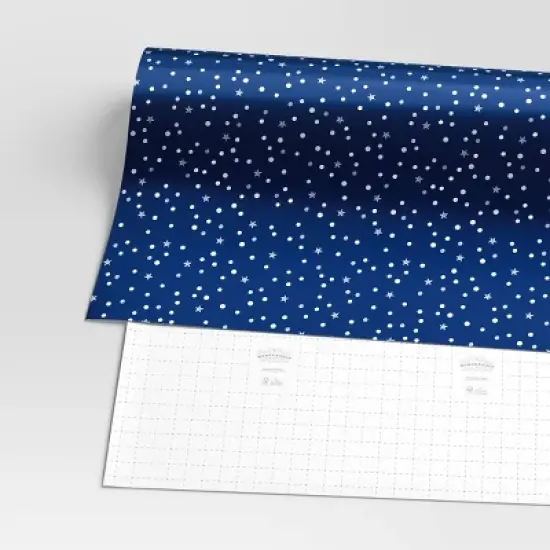 30" 50 sq ft Christmas Roll Wrap Dots and Stars on Navy - Wondershop&trade; image {2}
