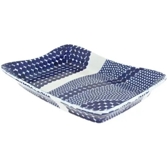 Blue Rose Polish Pottery 1935 Zaklady Large Rectangular Tray image {4}