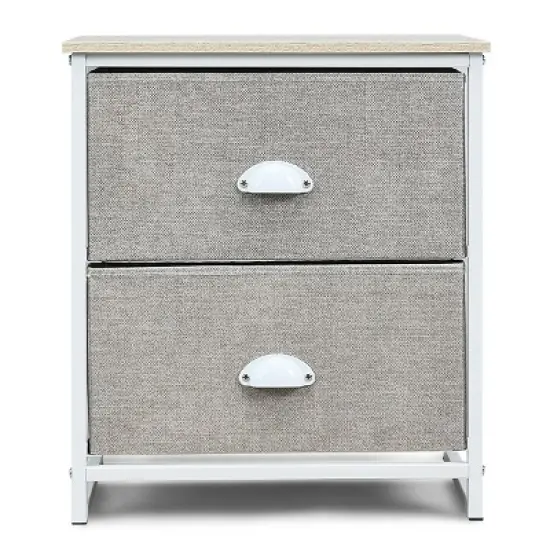 Tangkula 2-Drawer Nightstands Organizer End Table Storage Unit Bedroom White/Black image {4}