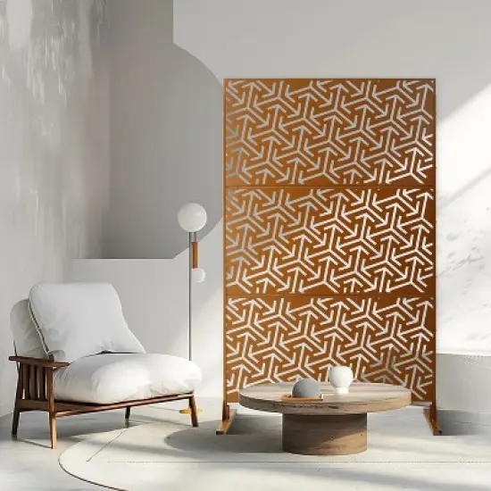 CAVINAS Patio Decorative Screen Metal Fence Privacy Screen with Arrow Pattern for Outside and Garden, 76" H&times;48" W image {1}