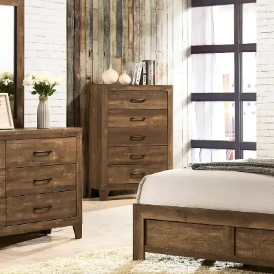 3pc Queen Quail Transitional Bedroom Set Rustic Light Walnut - HOMES: Inside + Out image {6}
